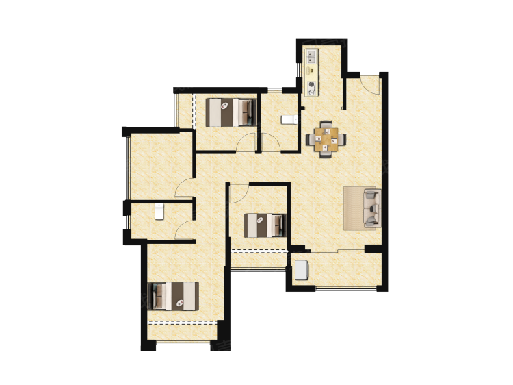 建信天宸3室2厅2卫户型图