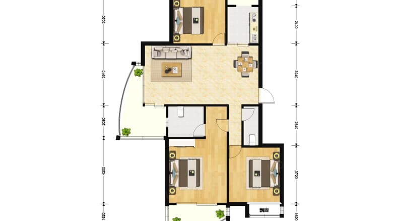 丽水豪庭 3室2厅 5200元