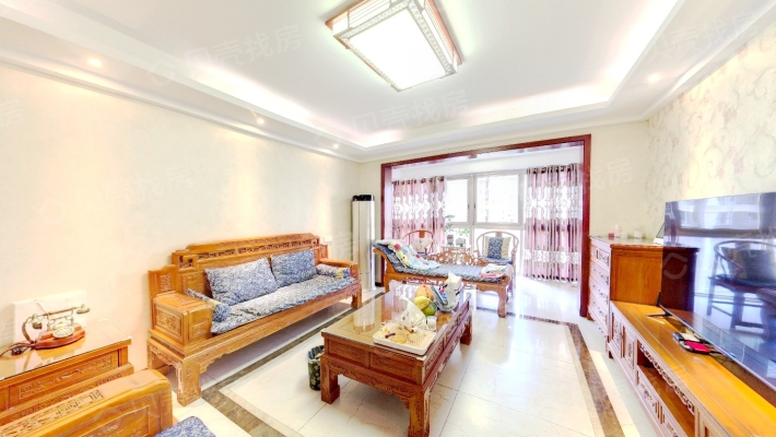 金域阳光中式复古风格精装三室双卫-客厅