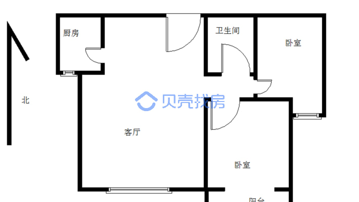 惠腾公寓 2室2厅 南-户型图