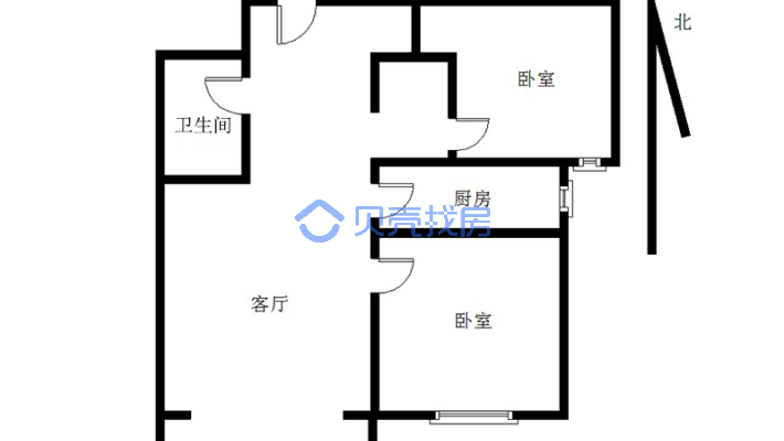 K2狮子城北区 2室2厅 南-户型图