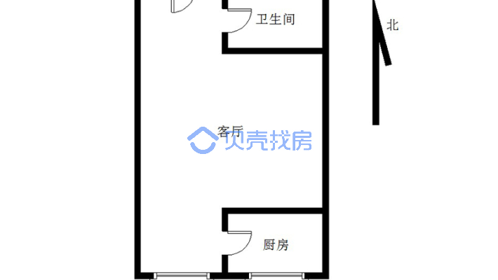 涿州钻石广场东名流美域，全南一居室，看房方便-户型图