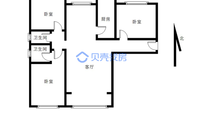 鸿坤理想湾  精装修 三居双卫  满二 无遮挡 诚意出售-户型图