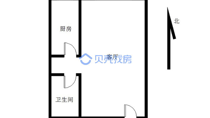 汇元尚品自住一居，户型方正，布局合理-户型图