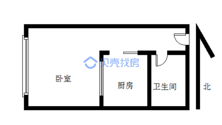 华阳路上中医院南侧 集中供暖 大一居 出售-户型图