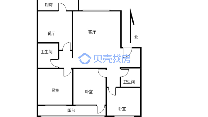 云景园 3室2厅 南 北-户型图