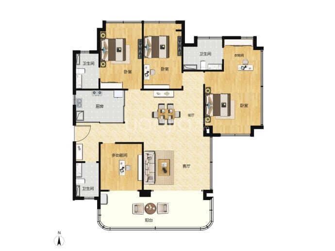 长岭雅居--建面 163m²