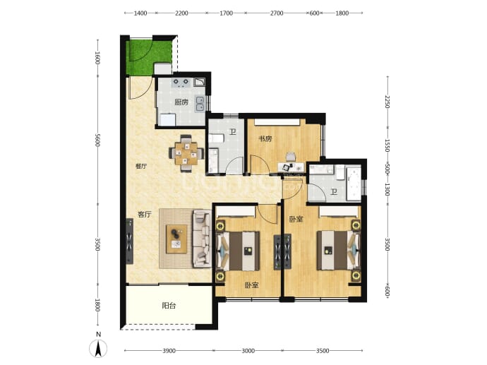 深业喜悦城--建面 102.04m²
