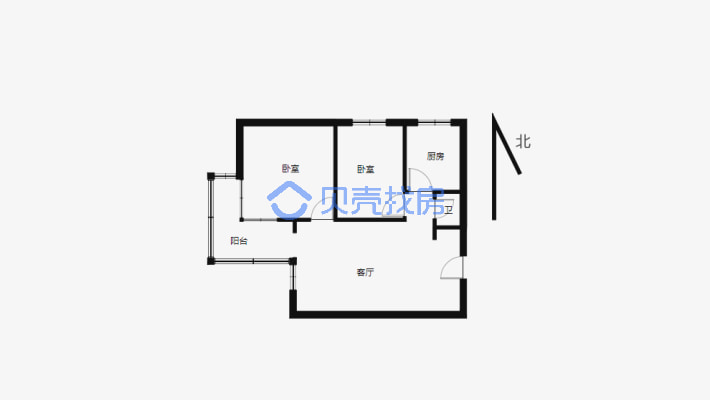 山水兰亭小区 2室1厅 51.24平米-户型图