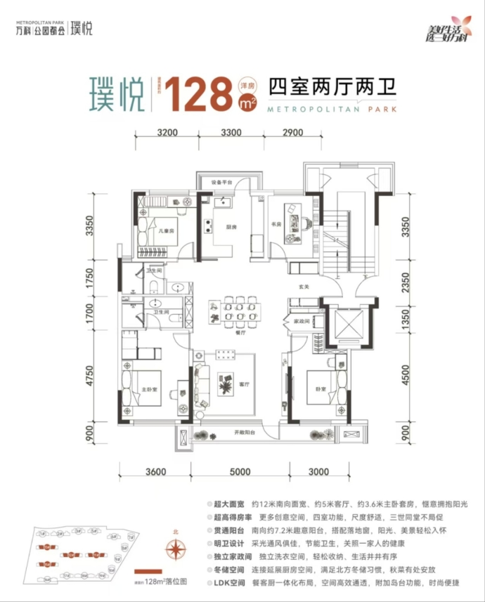 万科公园都会--建面 128m²