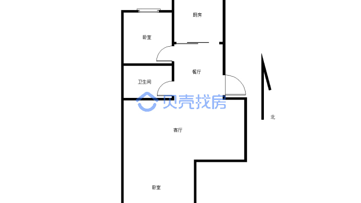 步梯3层，南北通透两居室，户型好，格局方正-户型图