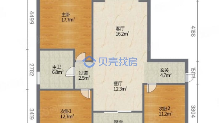 欢乐江山通透三居室，精装带车位地下室，房子一天没住-户型图