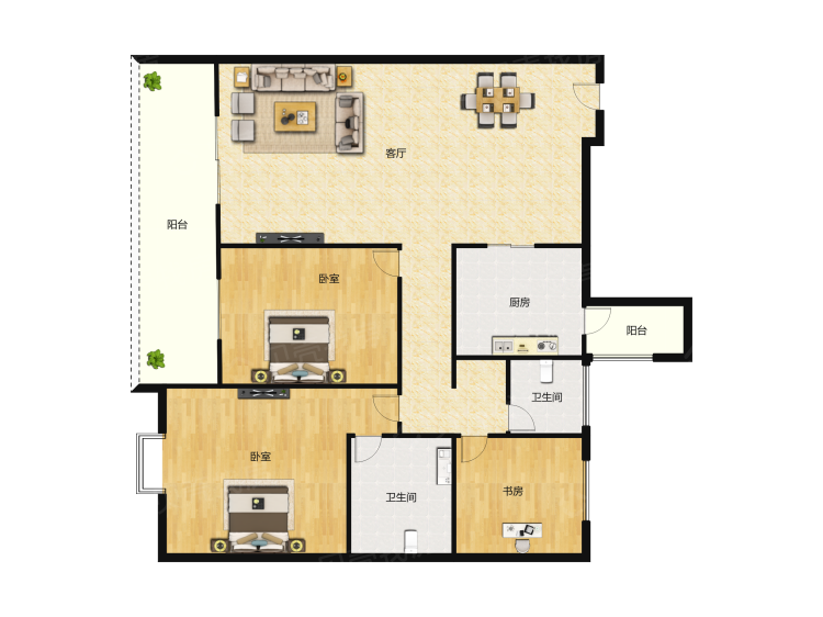 时代俊园逸园3室2厅2卫户型图