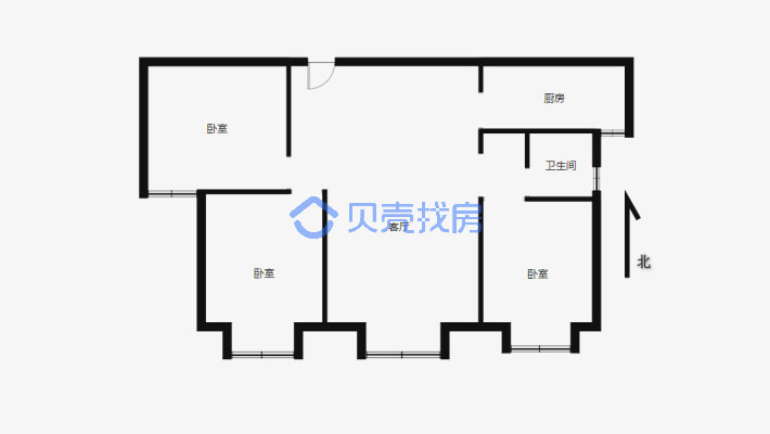 中海万锦公馆 3室2厅 南 北-户型图