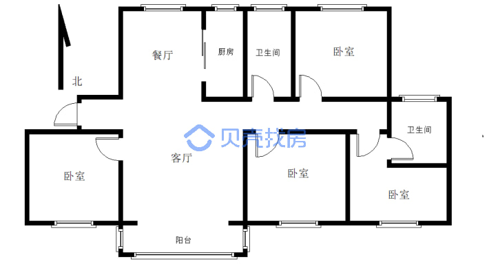 锦沅玺堡 4室2厅 南 北-户型图