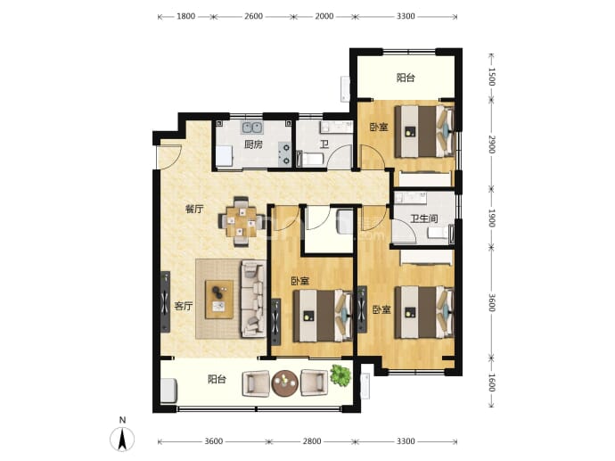 石榴固安·湖山春晓--建面 115m²