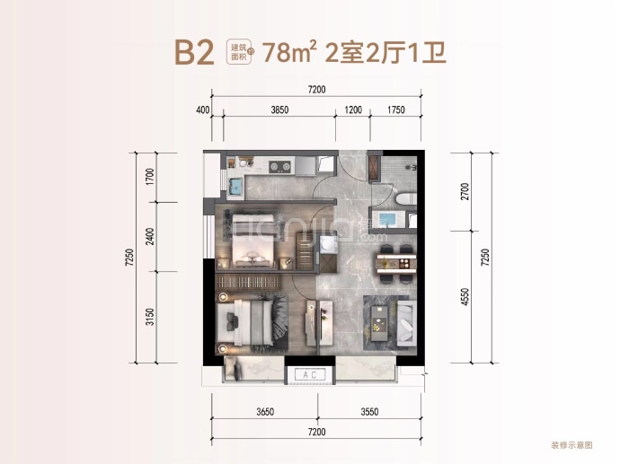 华润置地中山府--建面 78m²