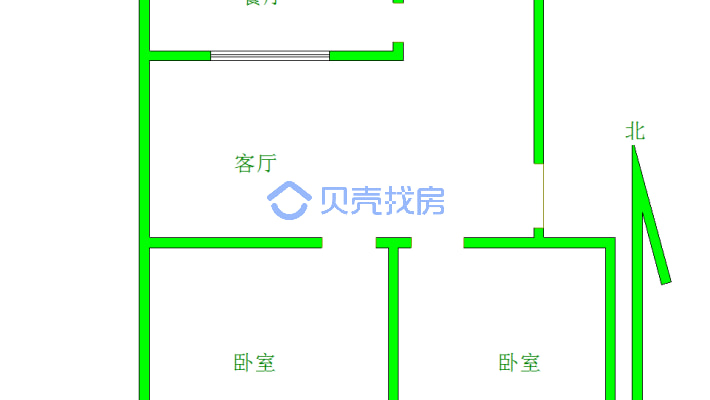 秀兰康欣园南区 2室2厅 南 北-户型图