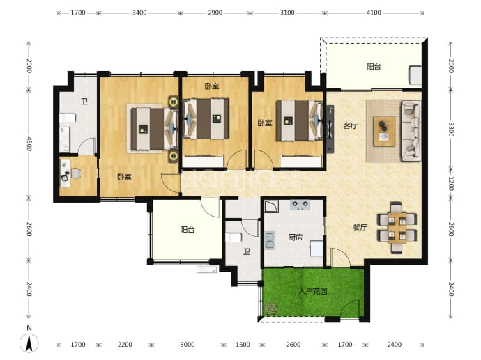 千江悦二期·东汇--建面 123.85m²