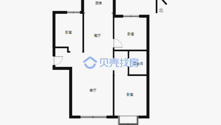 中豪润园B区 3室2厅 南 北-户型图