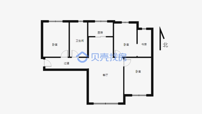 北京北路 北城大观三室精装 电梯中层-户型图