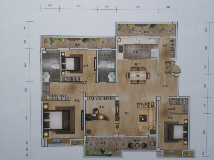 联投汉口郡四居室户型图大全-北京联投汉口郡四居室房型图-平面布置图