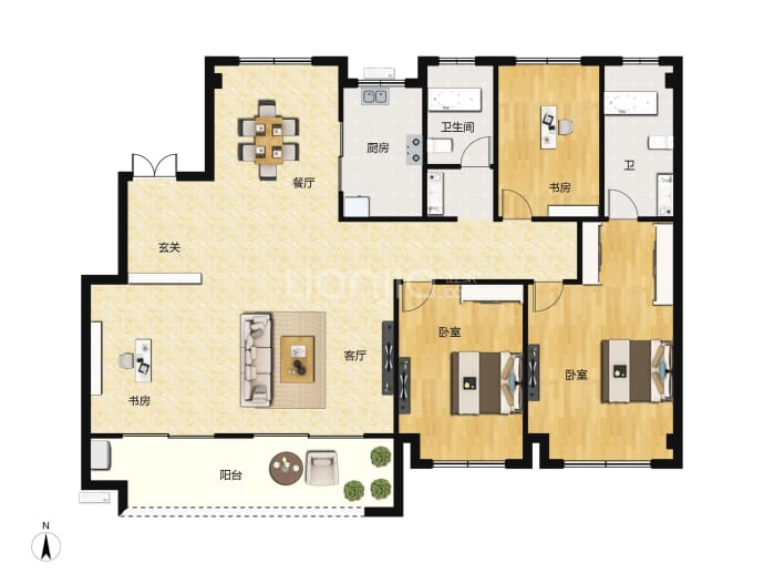 北京城房时代名门--建面 126m²