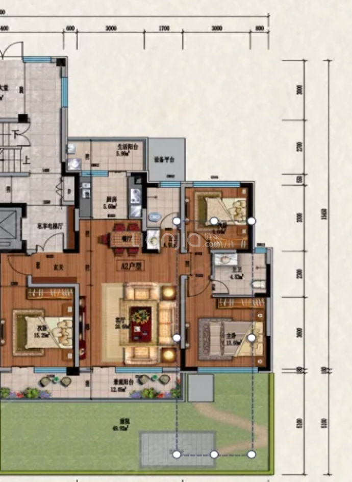 云巅家园3室2厅2卫户型图