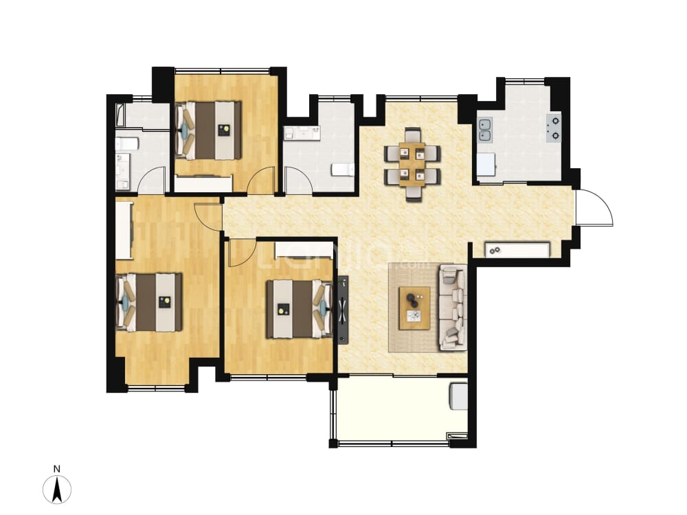 【建发悦府_北京建发悦府楼盘】零居室户型图|3室2厅2卫建面 88m05