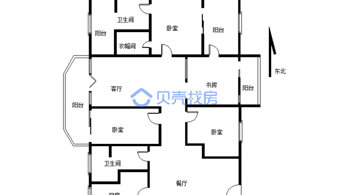 此房满五户型方正 各功能间空间都很大-户型图