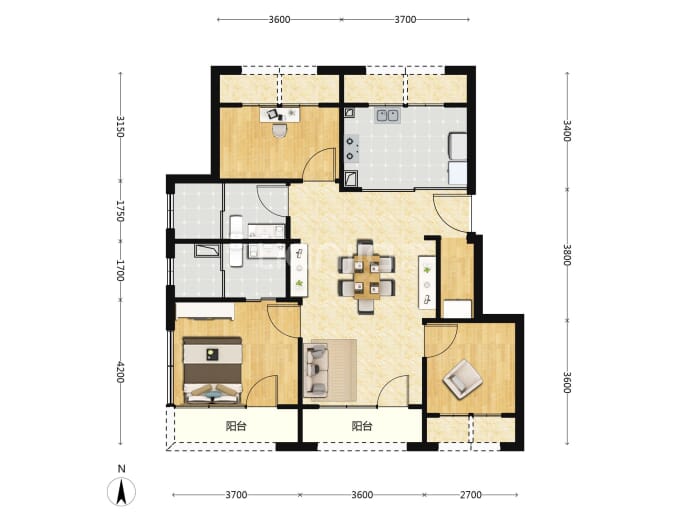 北京城建·龙樾海序--建面 95m²