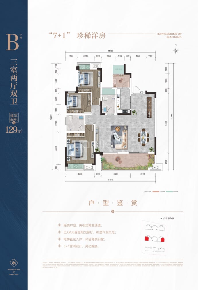 中广钱塘印象--建面 129m²