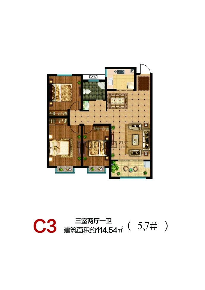 学府花园二期--建面 114.54m²