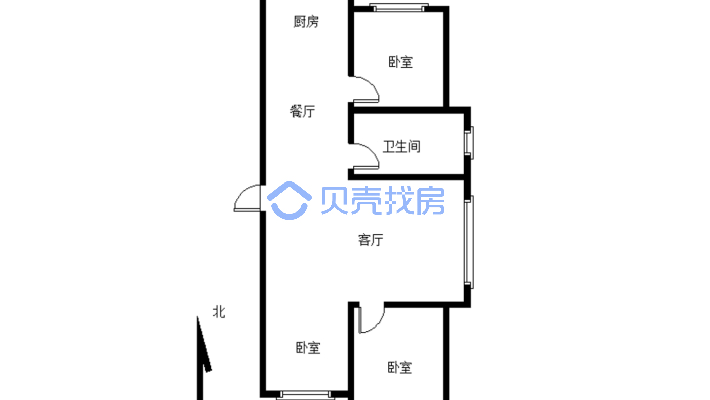 中唐·富山嘉苑 3室2厅 南 北-户型图
