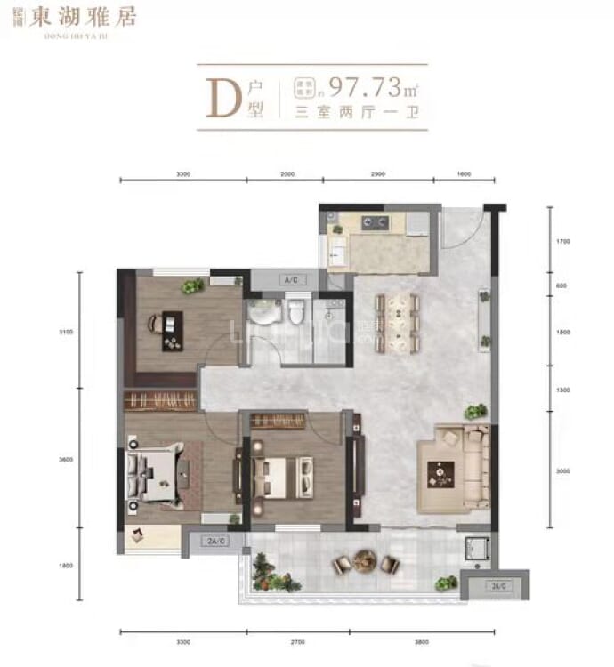 银河东湖雅居--建面 97.73m²