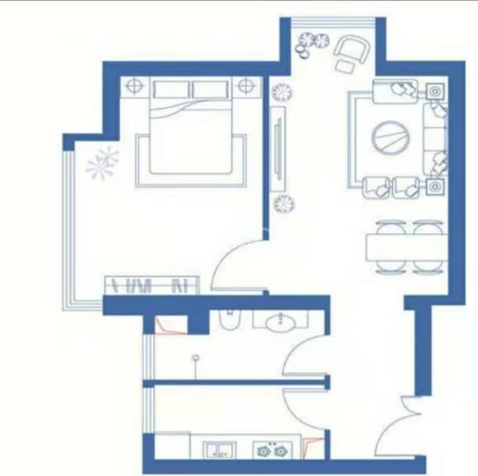 K2京南狮子城1室1厅1卫户型图