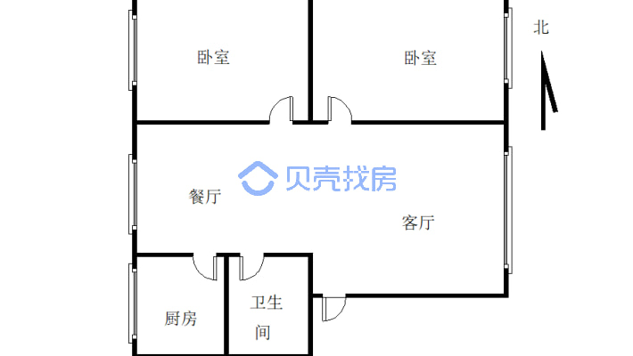 建联小区 2室2厅 南 北-户型图