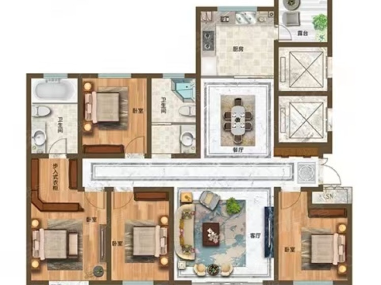 裕升华庭4室2厅2卫户型图