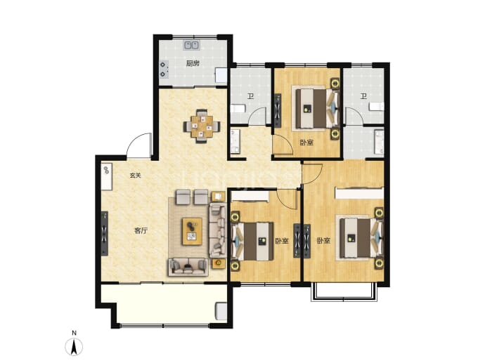 海普·龙泉书院--建面 128.34m²