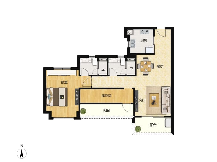 保利水木芳华--建面 80m²