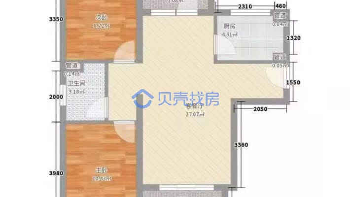 红山新世纪公寓楼 1室0厅 西-户型图