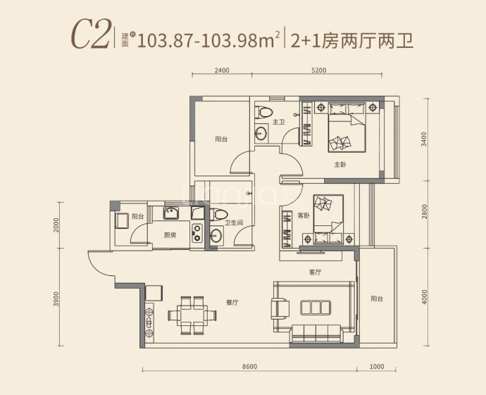 香缤天玺名苑--建面 103.87m²