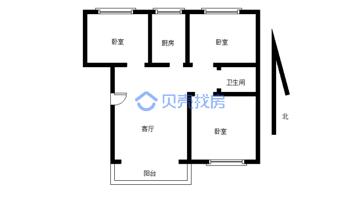 房子户型方正，毛坯房，电梯房，可随意装修-户型图
