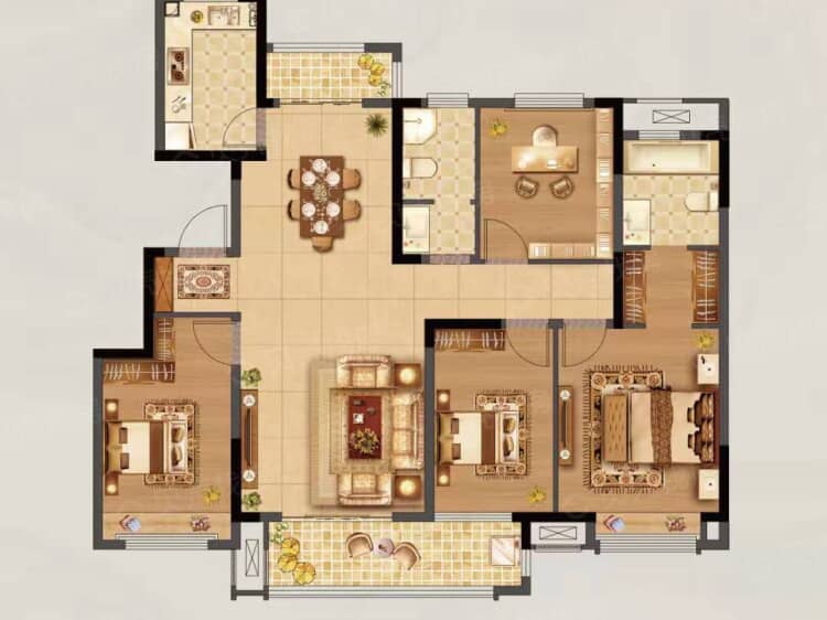 信达城铂悦公馆4室2厅2卫户型图