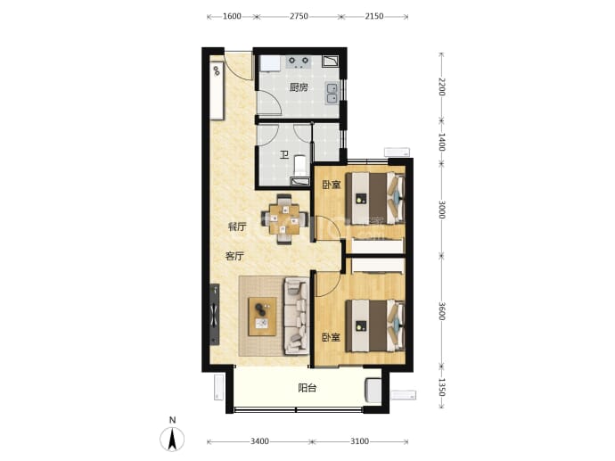 招商时代主场--建面 88m²