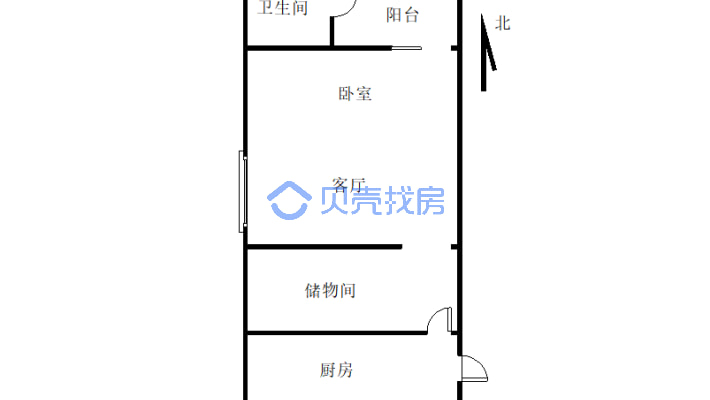 此房1室1厅1厨1卫，视线好，采光好。-户型图