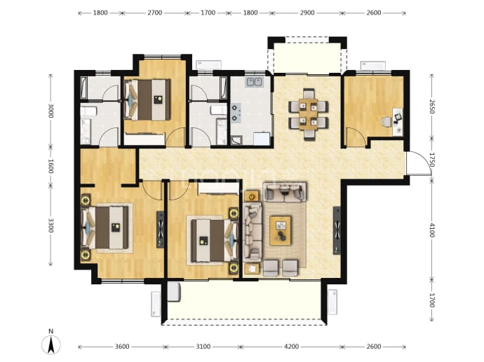 美的院子--建面 141.37m²