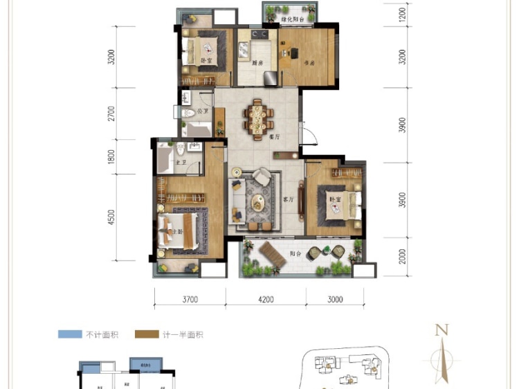 【世茂金科博翠江山_南宁世茂金科博翠江山楼盘】四居室户型图|4室2厅