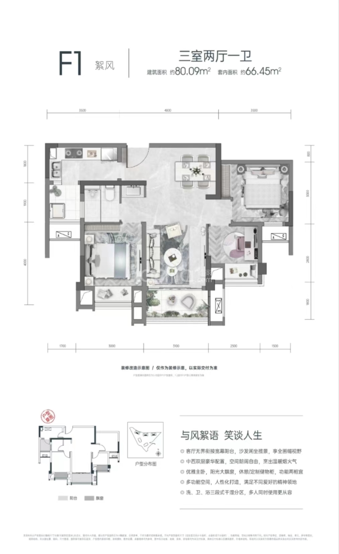 金科博翠园--建面 80.09m²