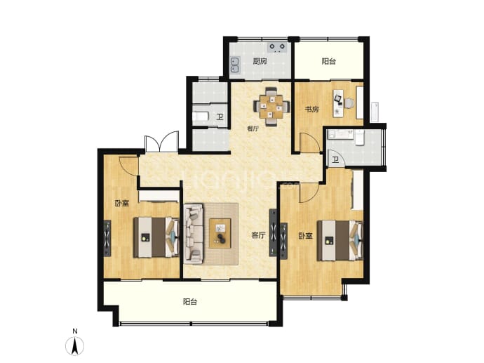 恩淇懿品悦府--建面 131.24m²